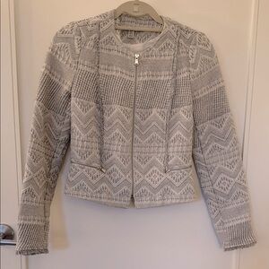 Zara Gray Blazer with Intricate Knit Design